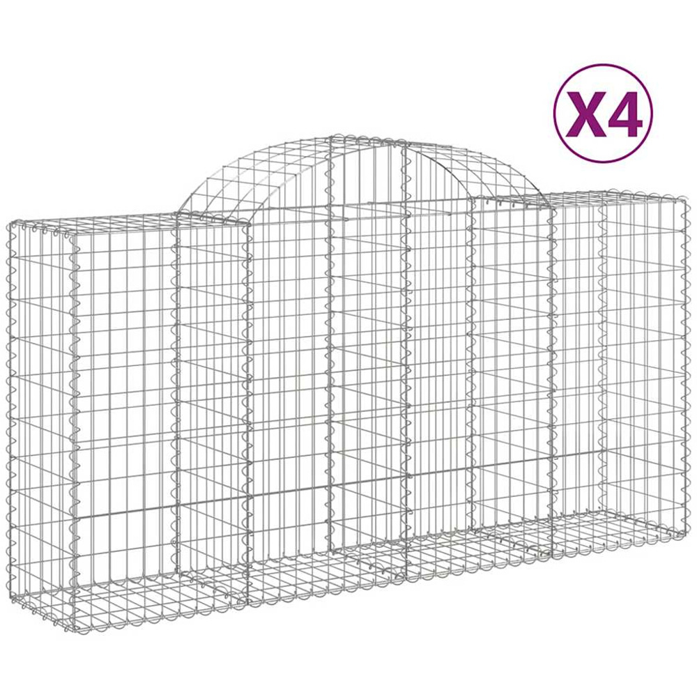 vidaXL Silver Galvanised Iron Arched Gabion Basket 200 x 50 x 100/120cm 4 Pack Image 2