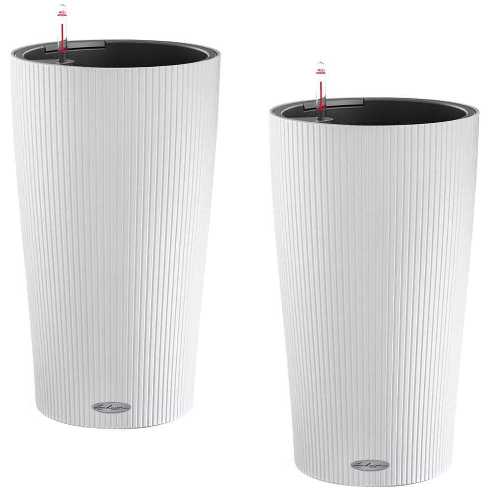 Lechuza Cilindro White Polyresin Self Watering Planter 56cm 2 Pack Image 1