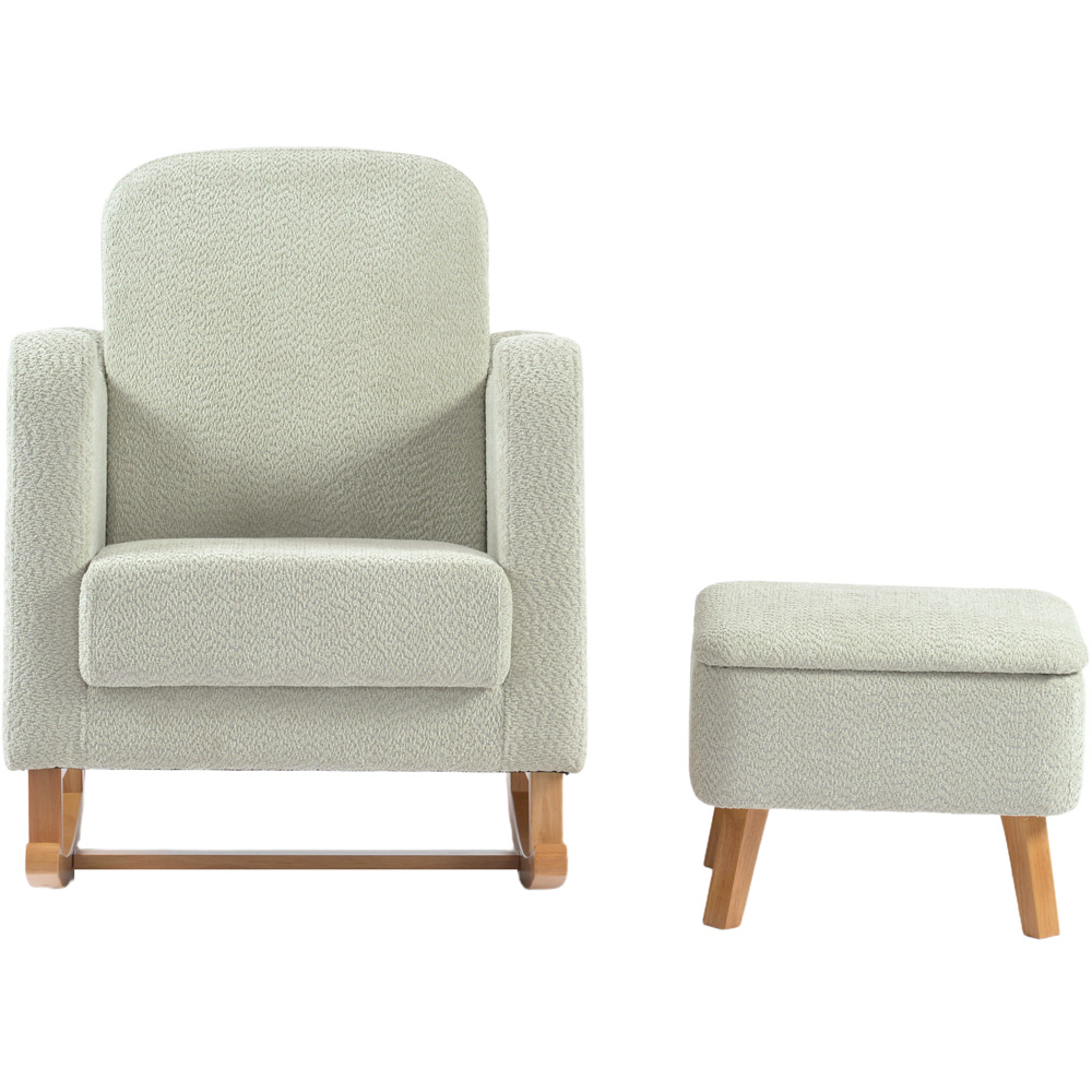 Bebe & Beyond Soother Sage Boucle Nursing Chair and Stool Image 3