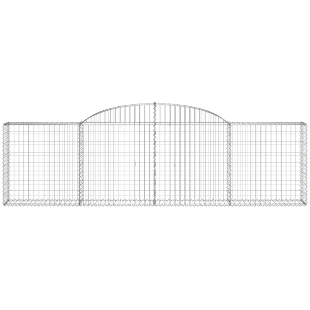 vidaXL Silver Galvanised Iron Arched Gabion Basket 300 x 30 x 80/100cm 8 Pack Image 2