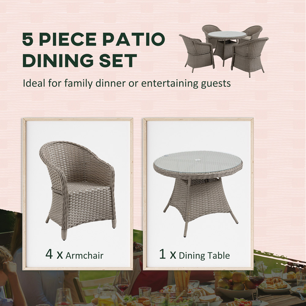 Outsunny PE Rattan 4 Seater Garden Dining Set Mixed Grey Image 4