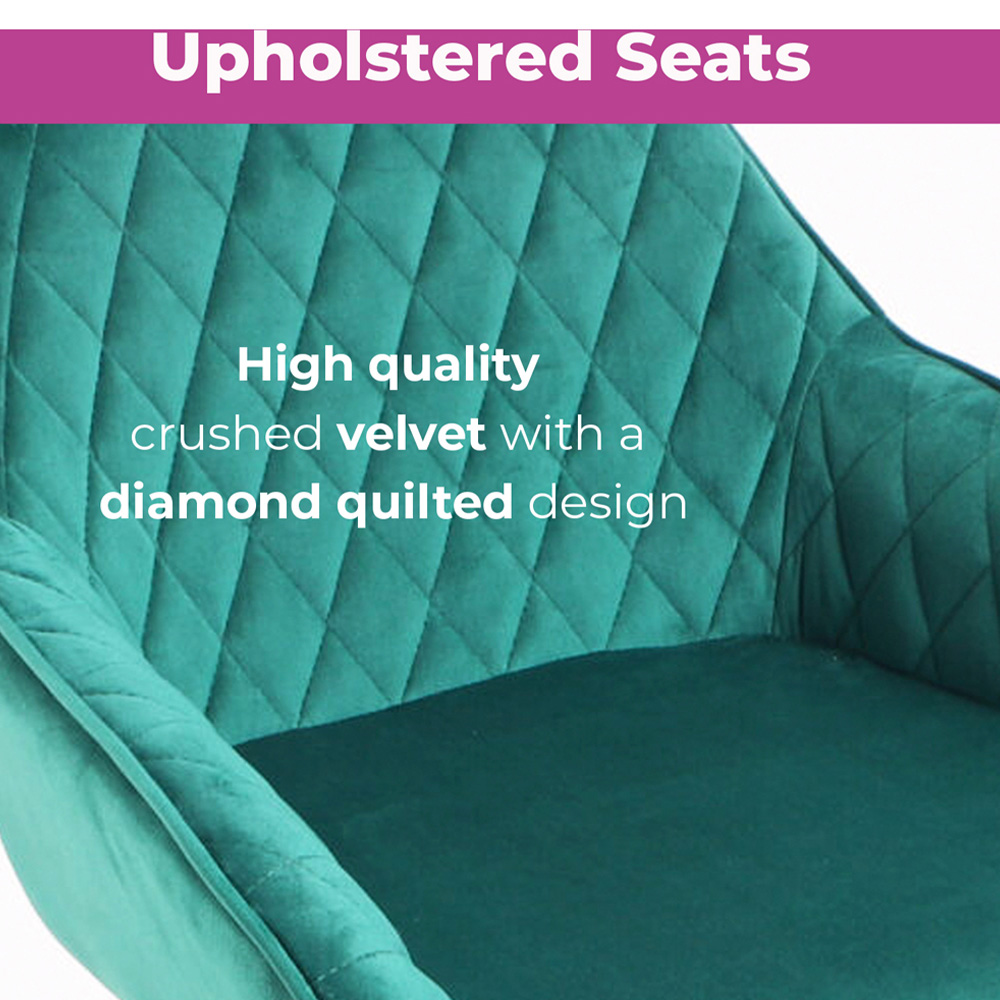 Neo Green Crushed Velvet Diamond Quilted Bar Stool Set of 2 Image 8