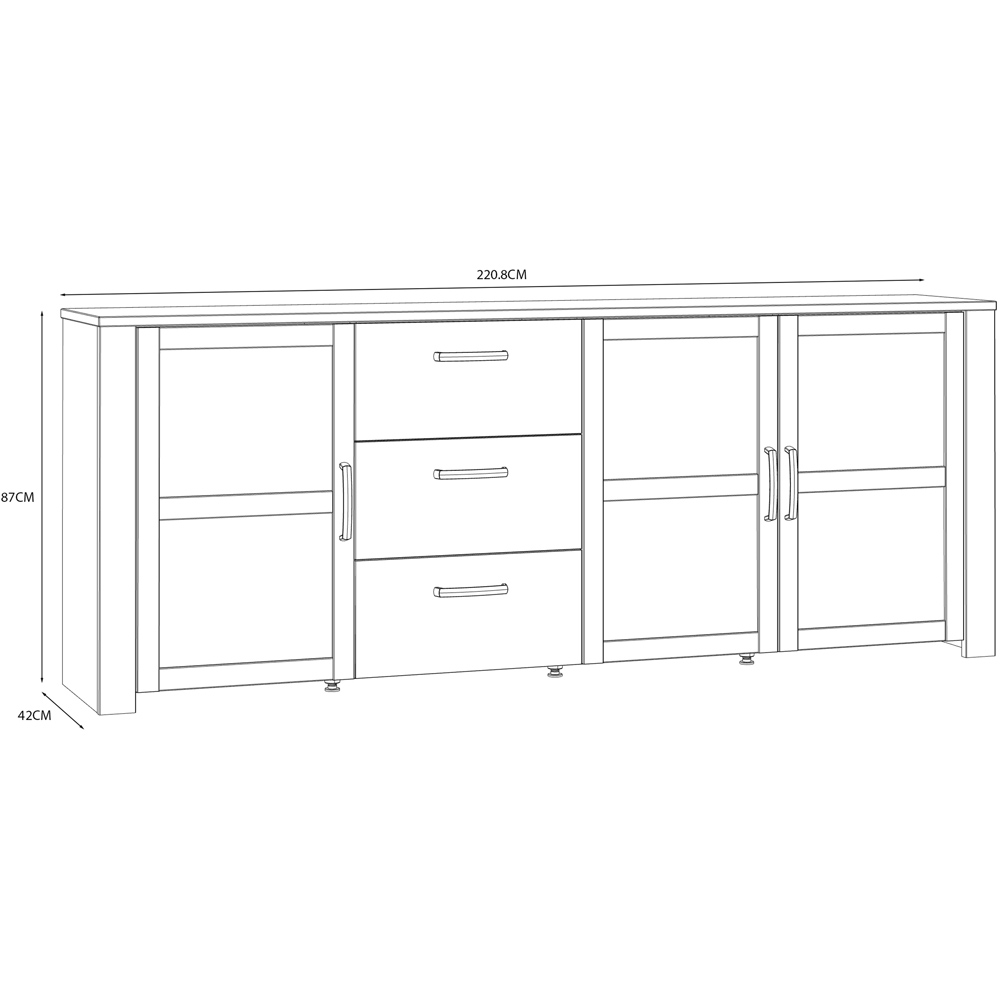 Florence Bohol 3 Door 3 Drawer White Riviera Oak Large Sideboard Image 7