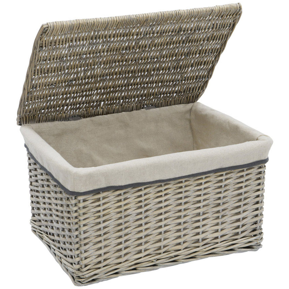 JVL 3 Piece Arianna Grey Rectangular Willow Hamper Basket Set Image 4