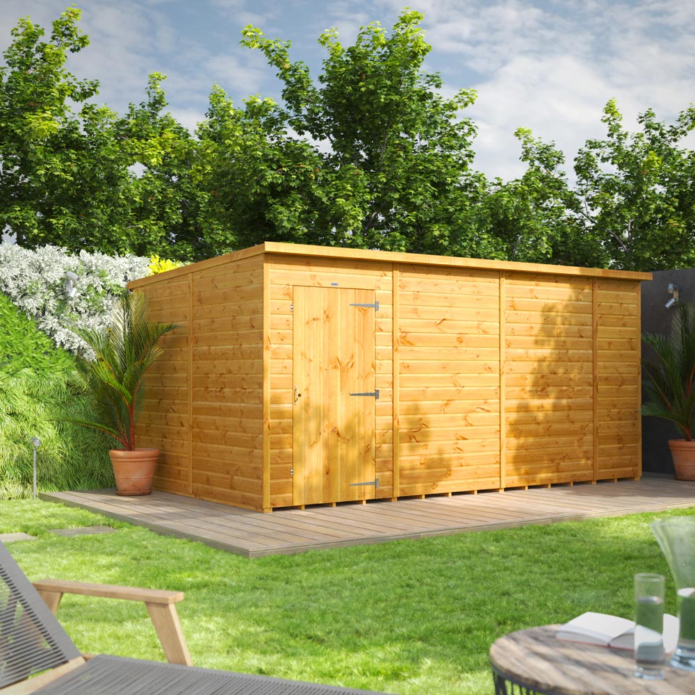 Power Sheds 14 x 8ft Pent Wooden Shed Image 2