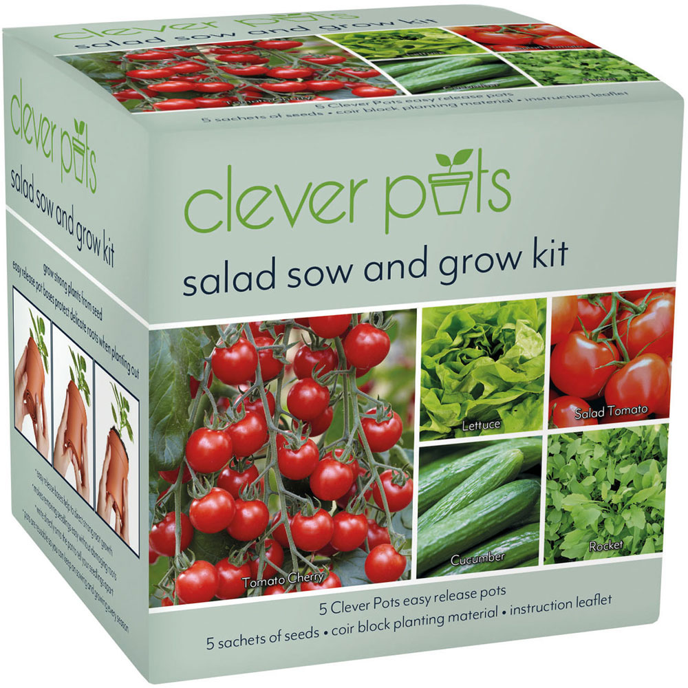 Clever Pots Salad Sow and Grow Kit with 5 Easy Release Pots Image 1