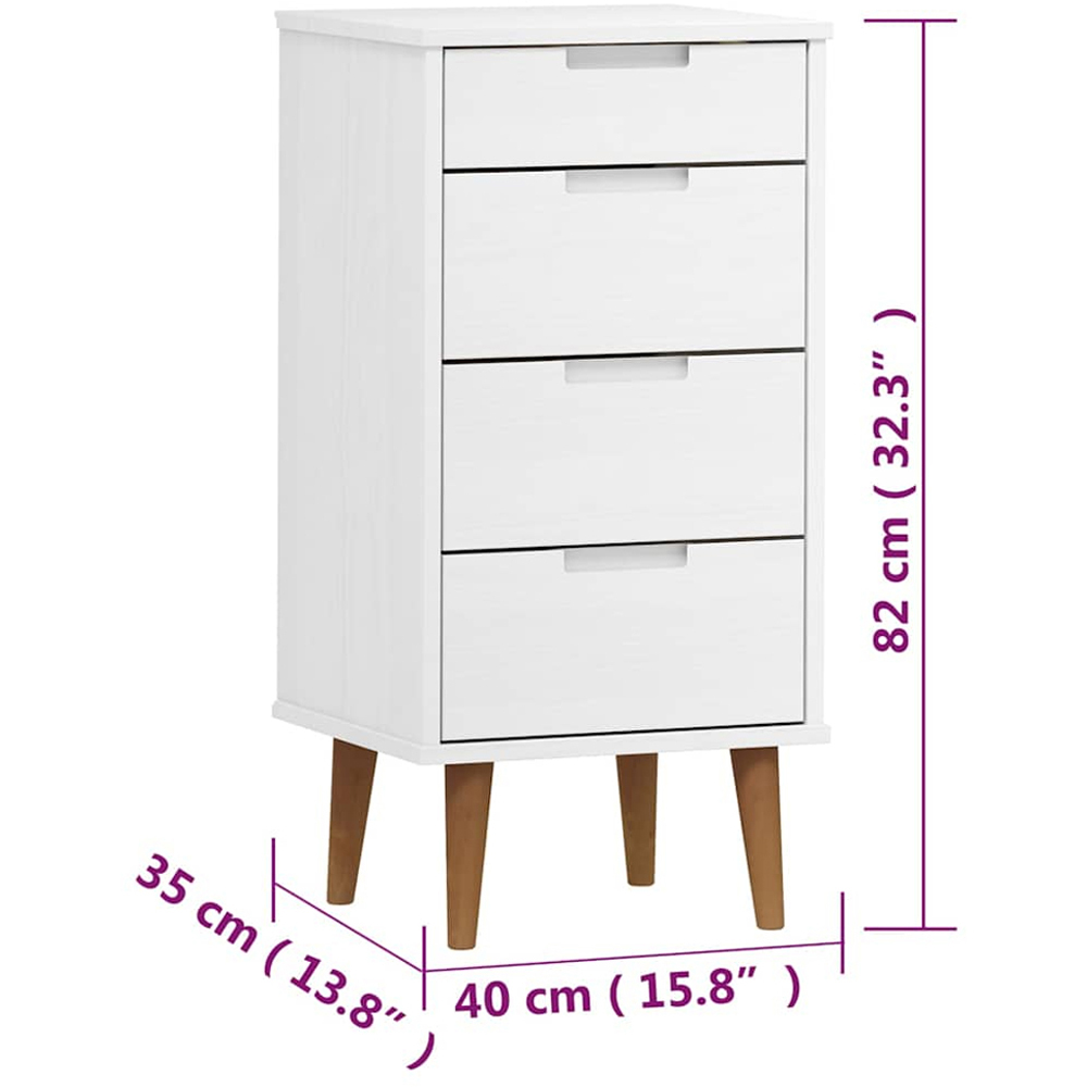 vidaXL 4 Drawer White Solid Pine Wood Drawer Cabinet Image 8