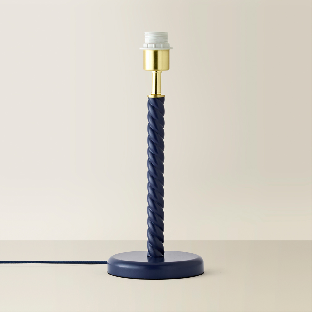 ValueLights Amara Navy Blue Twist Wooden Table Lamp Base Image 2