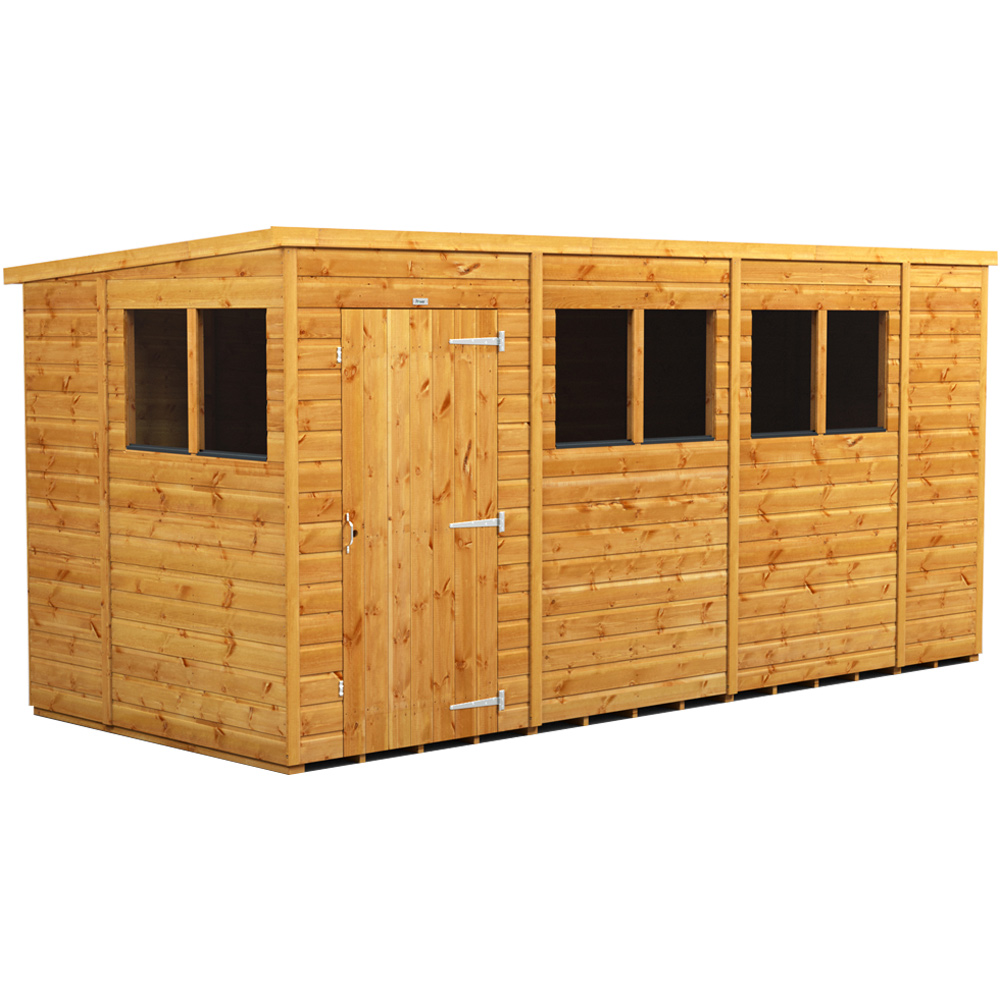 Power Sheds 14 x 6ft Pent Wooden Shed with Window Image 1