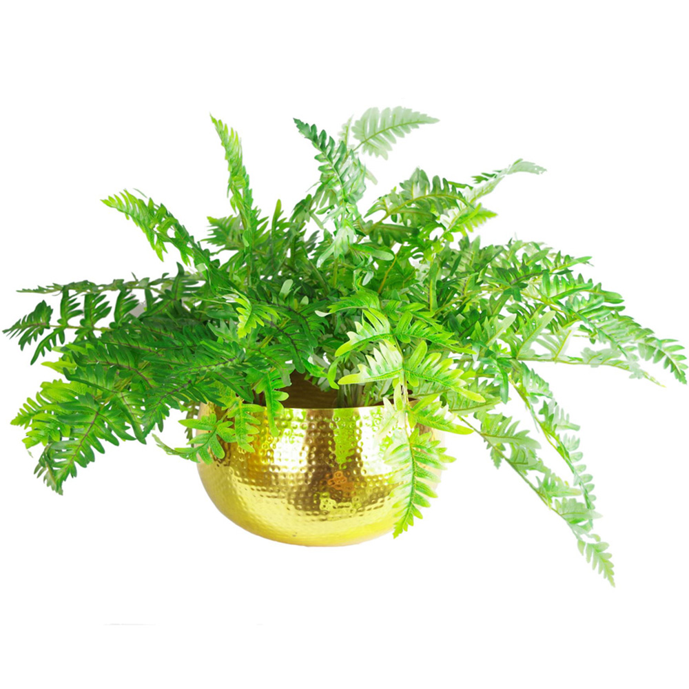 Botanik Gold Metal Straight Edge Hammered Planter 20 x 32cm Image 3