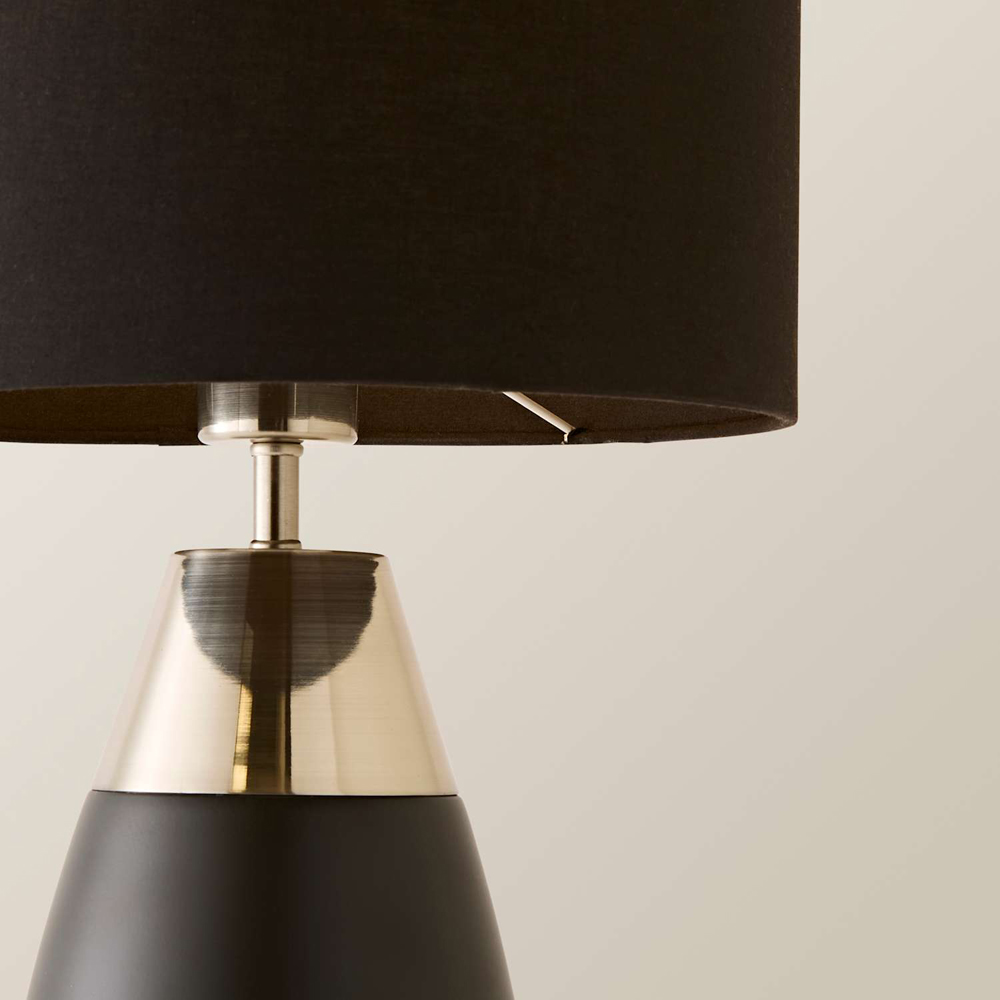 ValueLights Hurst Black Drum Shade Touch Table Lamp with Bulb Image 4