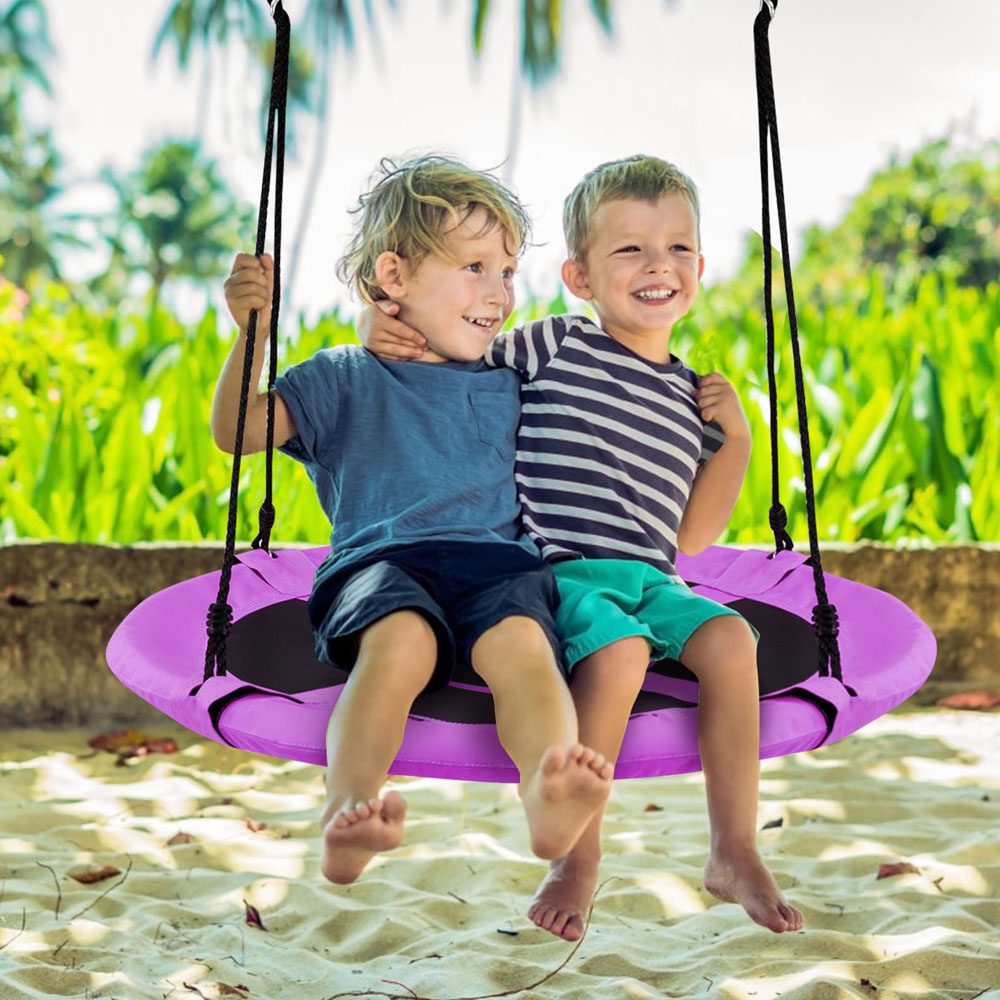 Costway Purple Children Flying Saucer Adjustable Tree Swing 100cm Image 5