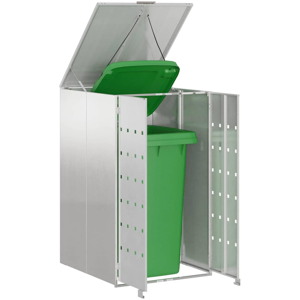 vidaXL Silver Wheelie Bin Storage Shed Image 3
