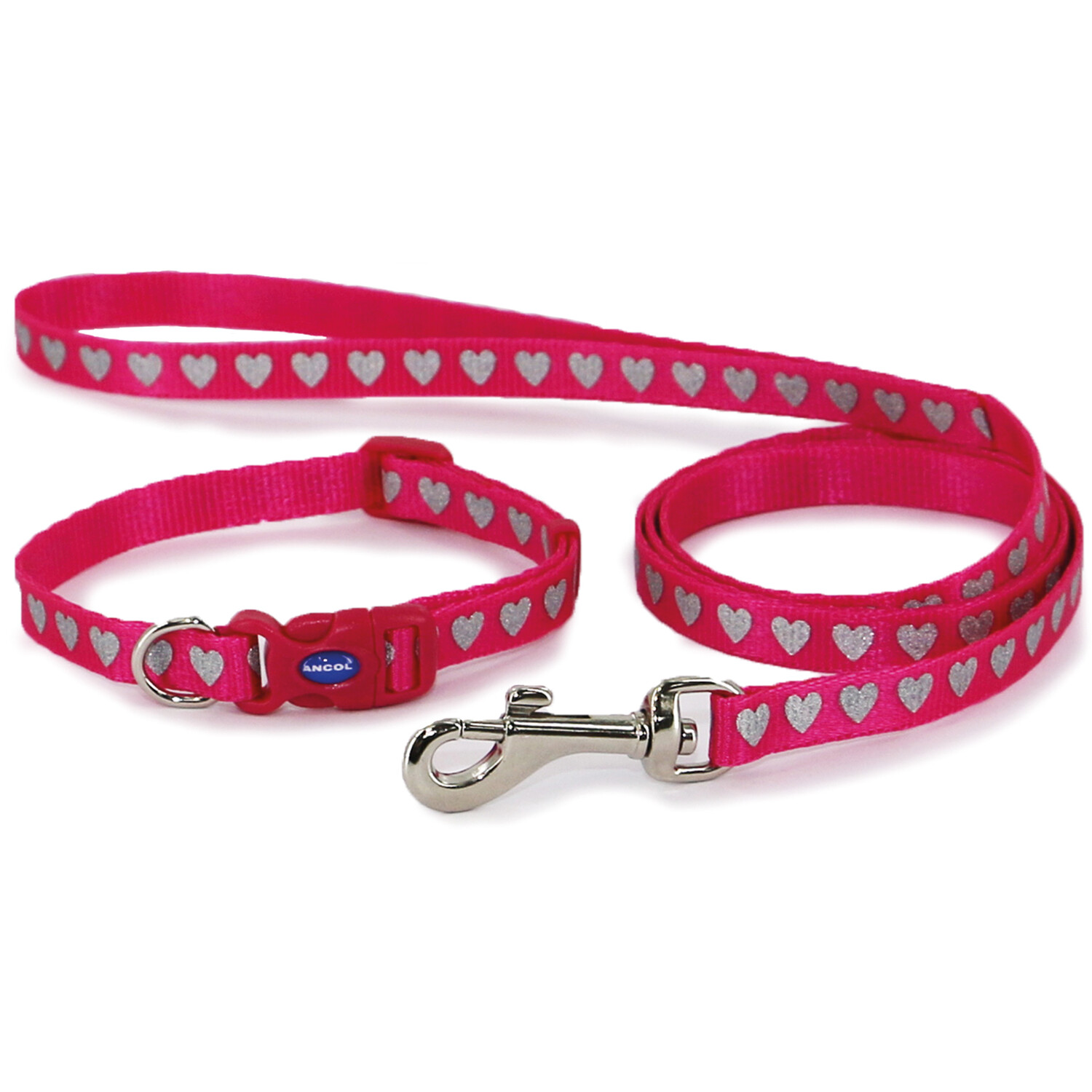 Small Bite Reflective Collar and Lead Set  - Pink Image