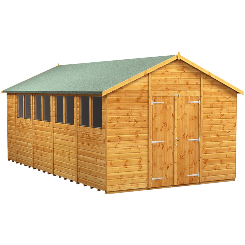 Power Sheds 18 x 10ft Double Door Apex Wooden Shed with Window Image 1