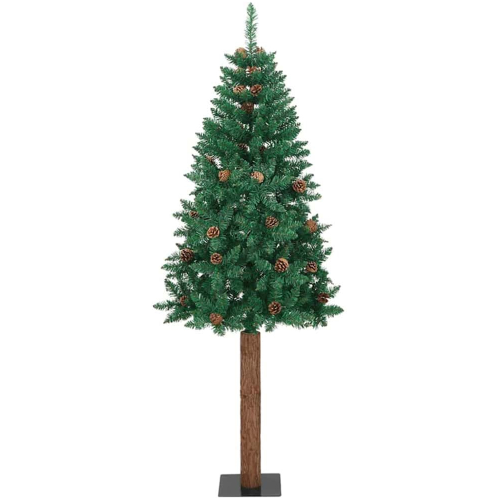 vidaXL Green Artificial Christmas Tree with LEDs Pinecones 6ft Image 1