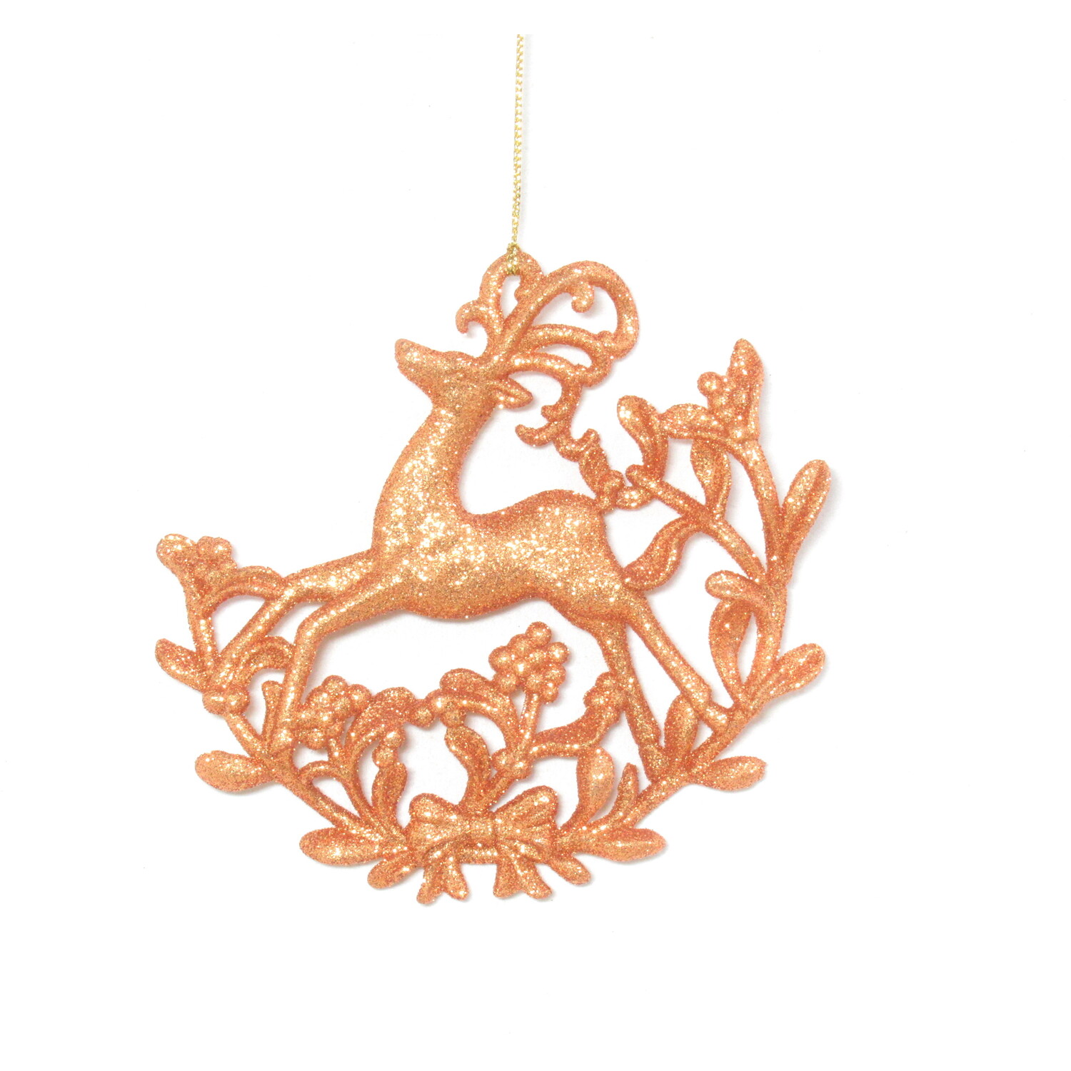 Glitter Forest Reindeer Hanging Decoration Amber Image 1