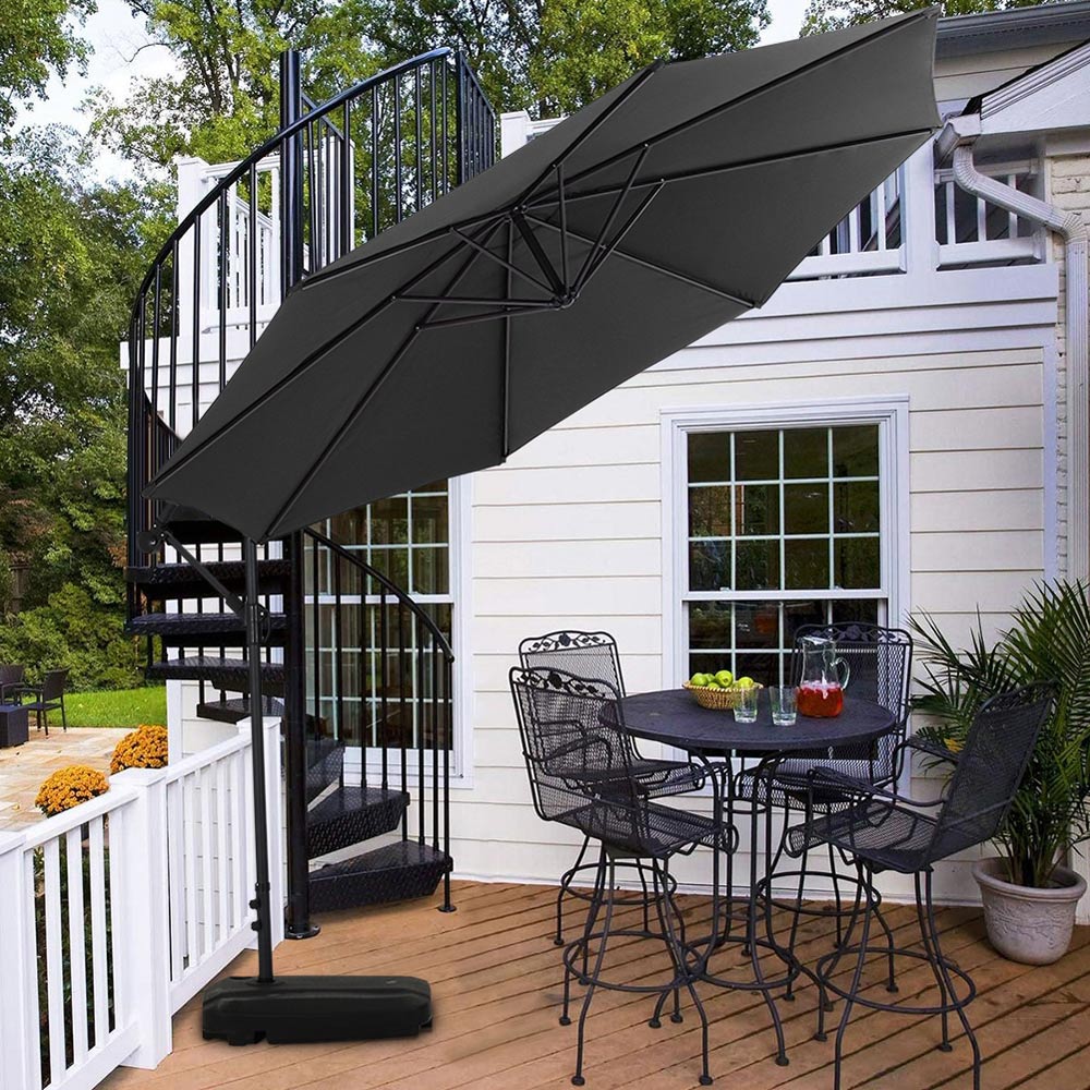 Living and Home Black Garden Cantilever Parasol with Rectangular Base 3m Image 7