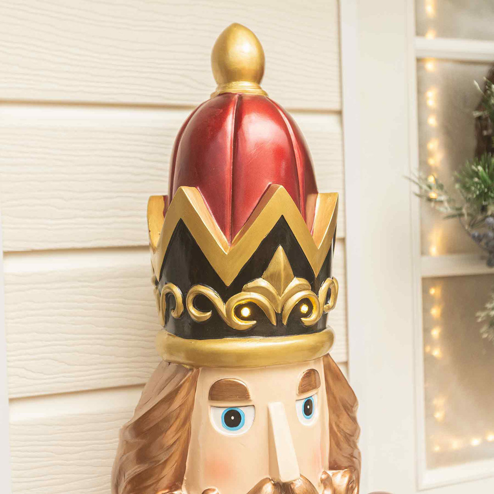 The Christmas Centre Red Gold and Green LED Lights Traditional Nutcracker Soldier 5.5ft Image 5