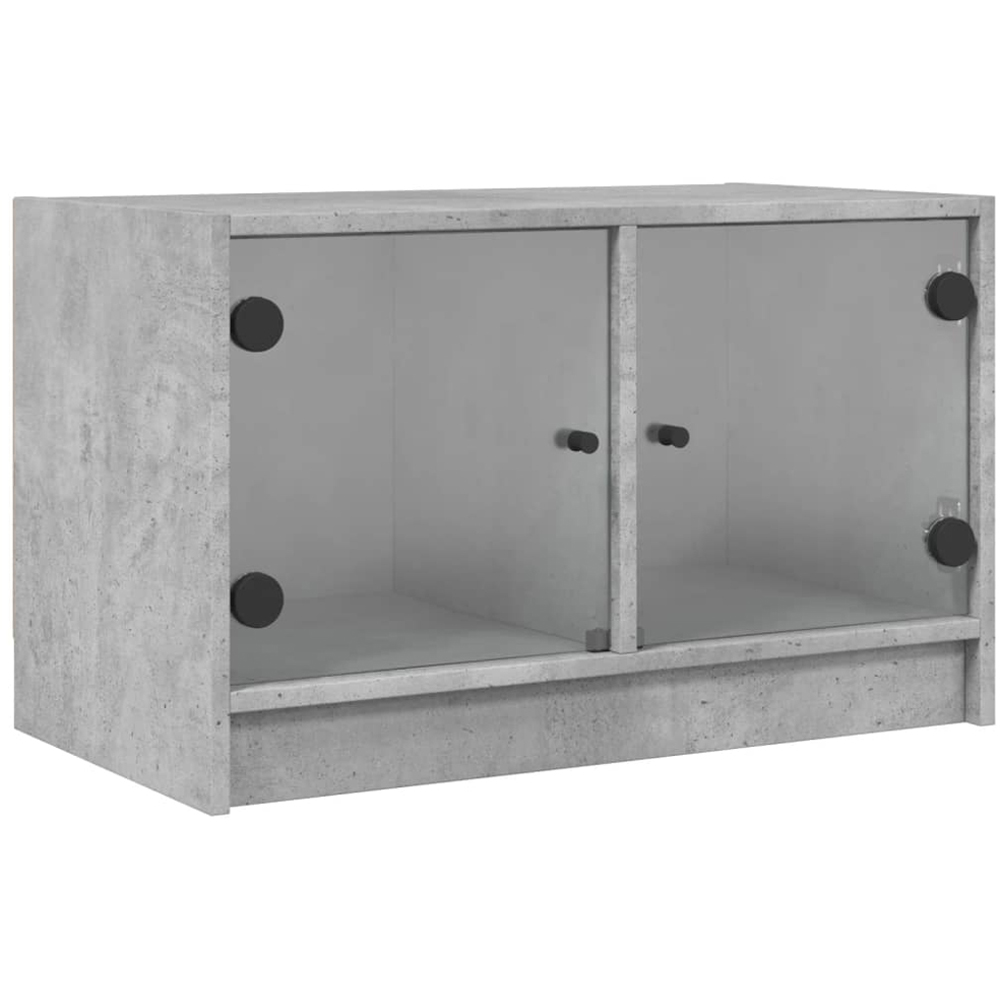 vidaXL 2 Glass Door Concrete Grey TV Cabinet Image 2