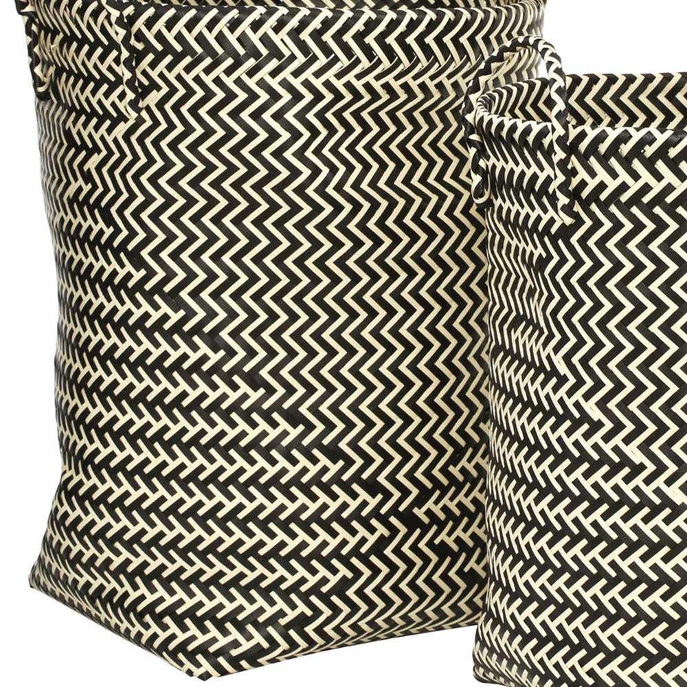 Premier Housewares Black and White Woven Storage Baskets 2 Set Image 4