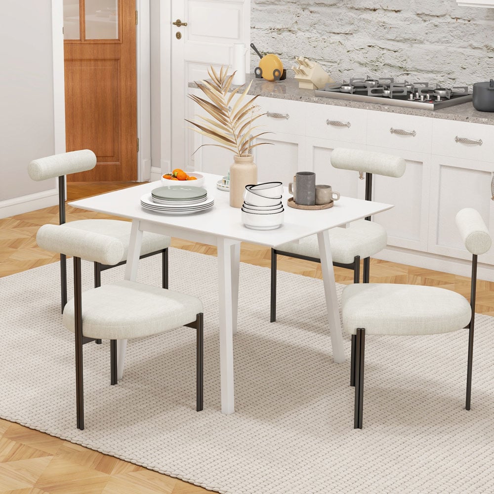 HOMCOM 4 Seater White Folding Drop Leaf Dining Table Image 5