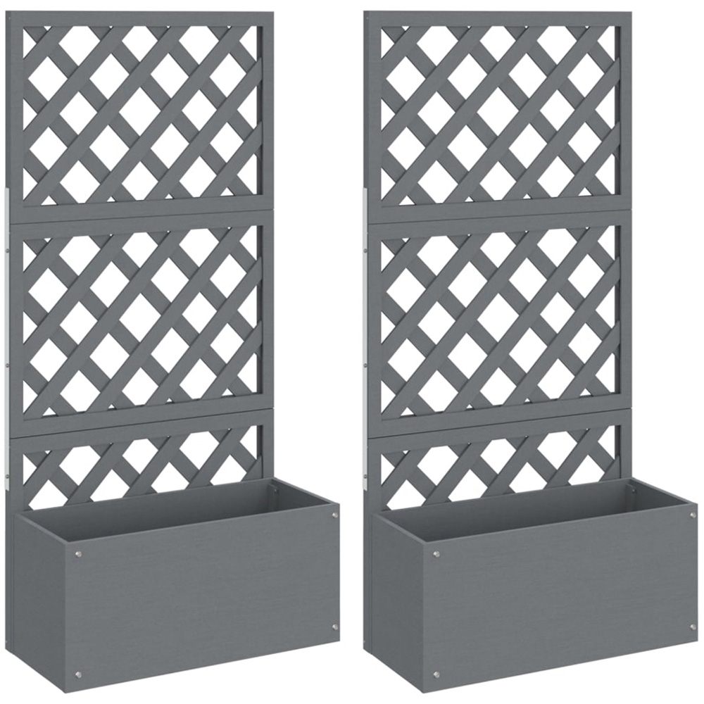 vidaXL Grey Wood-Plastic Composite Raised Garden Bed with Trellis 135 x 65 x 33cm Image 1