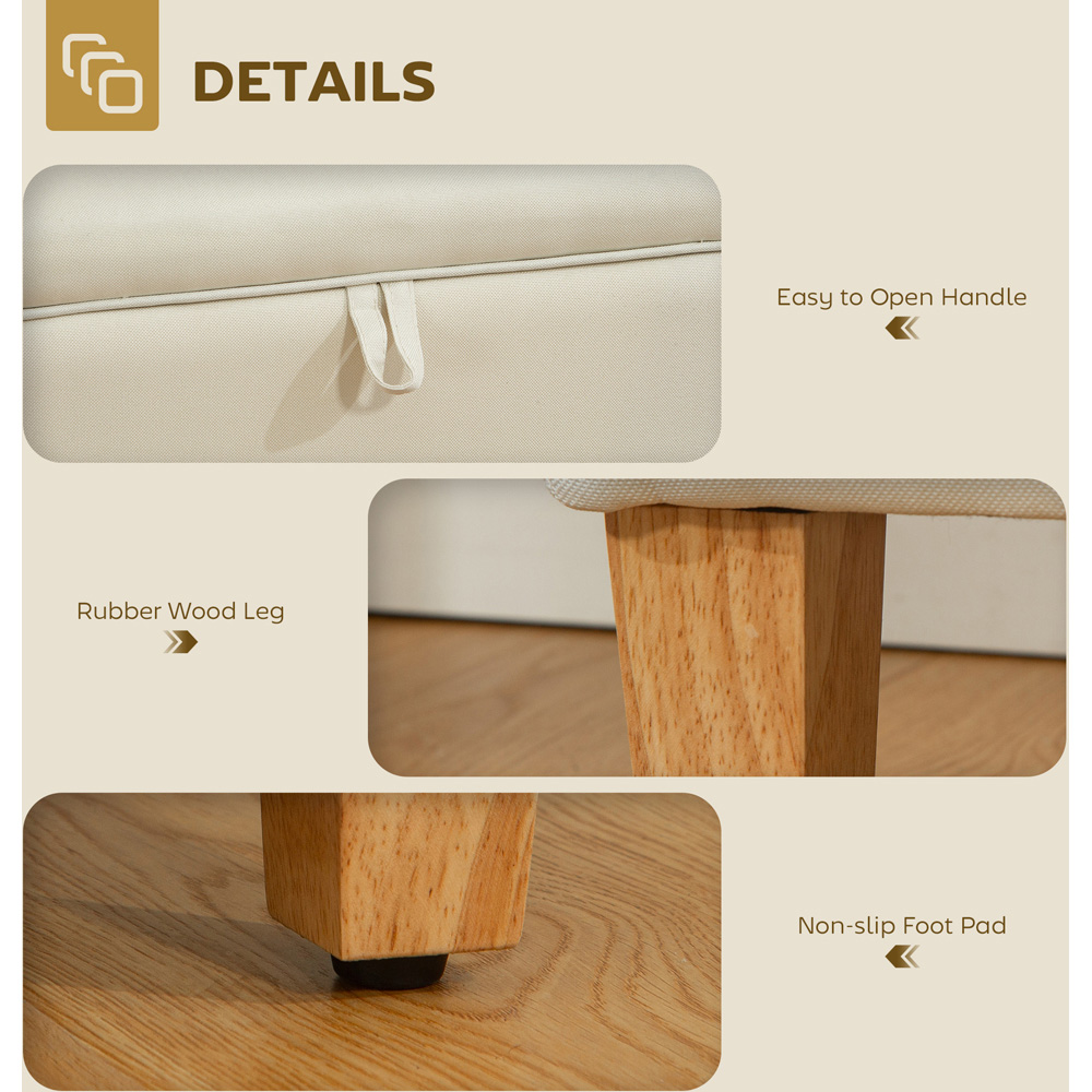 HOMCOM Beige Linen Fabric Ottoman Storage Box Image 6
