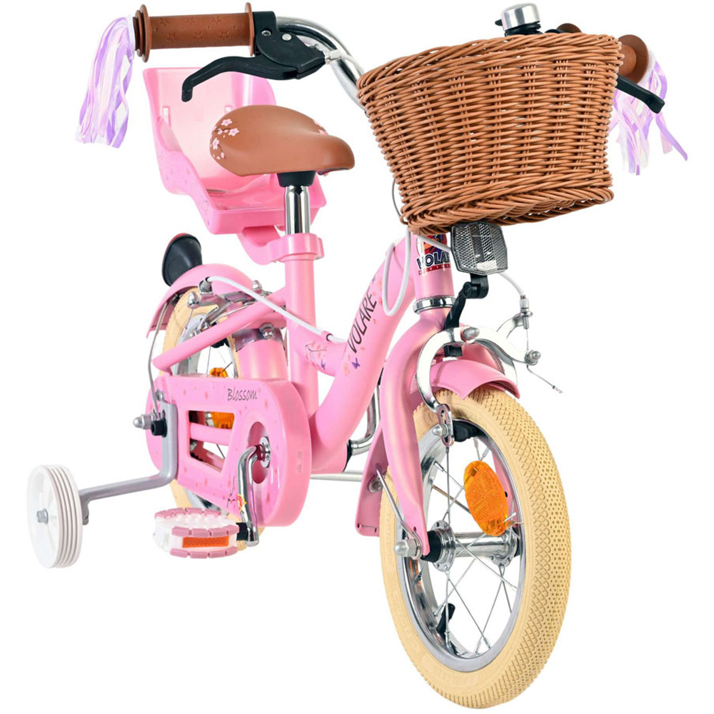 Volare Blossom Kids 12 inch Pink Bike with Stabilisers Doll Seat and Basket Image 2