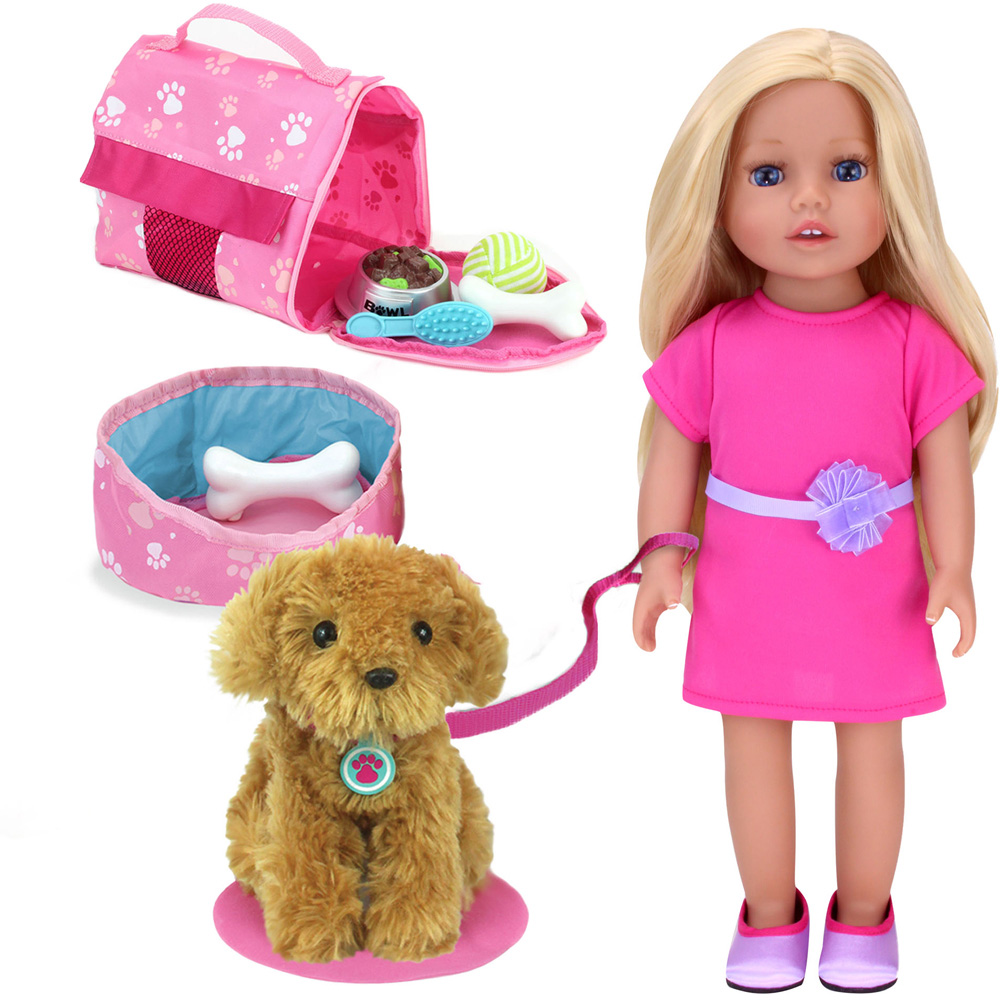 Teamson Kids Sophia's Pink Doll Chloe Doll in Pink Dress with Set 18 inch Image 1