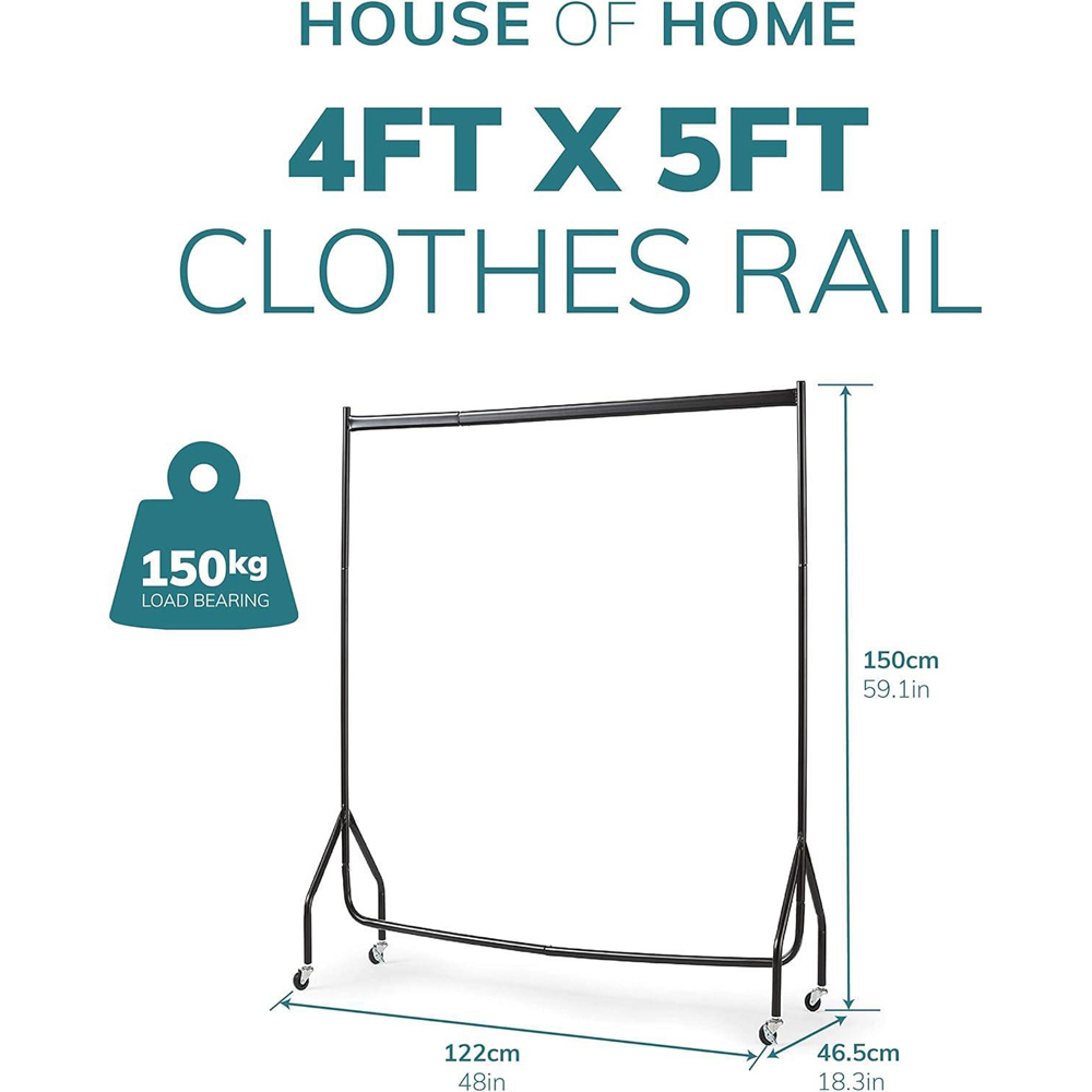 House Of Home White Heavy Duty Clothes Rail 4ft Image 5