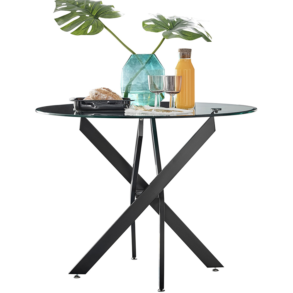 Furniturebox Arona 4 Seater 100cm Round Dining Table Black Image 2