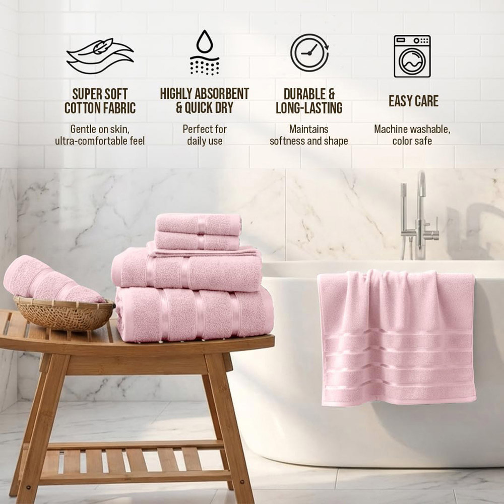 Smart Living Boston 8 Piece Pink Towel Bale Set Image 5