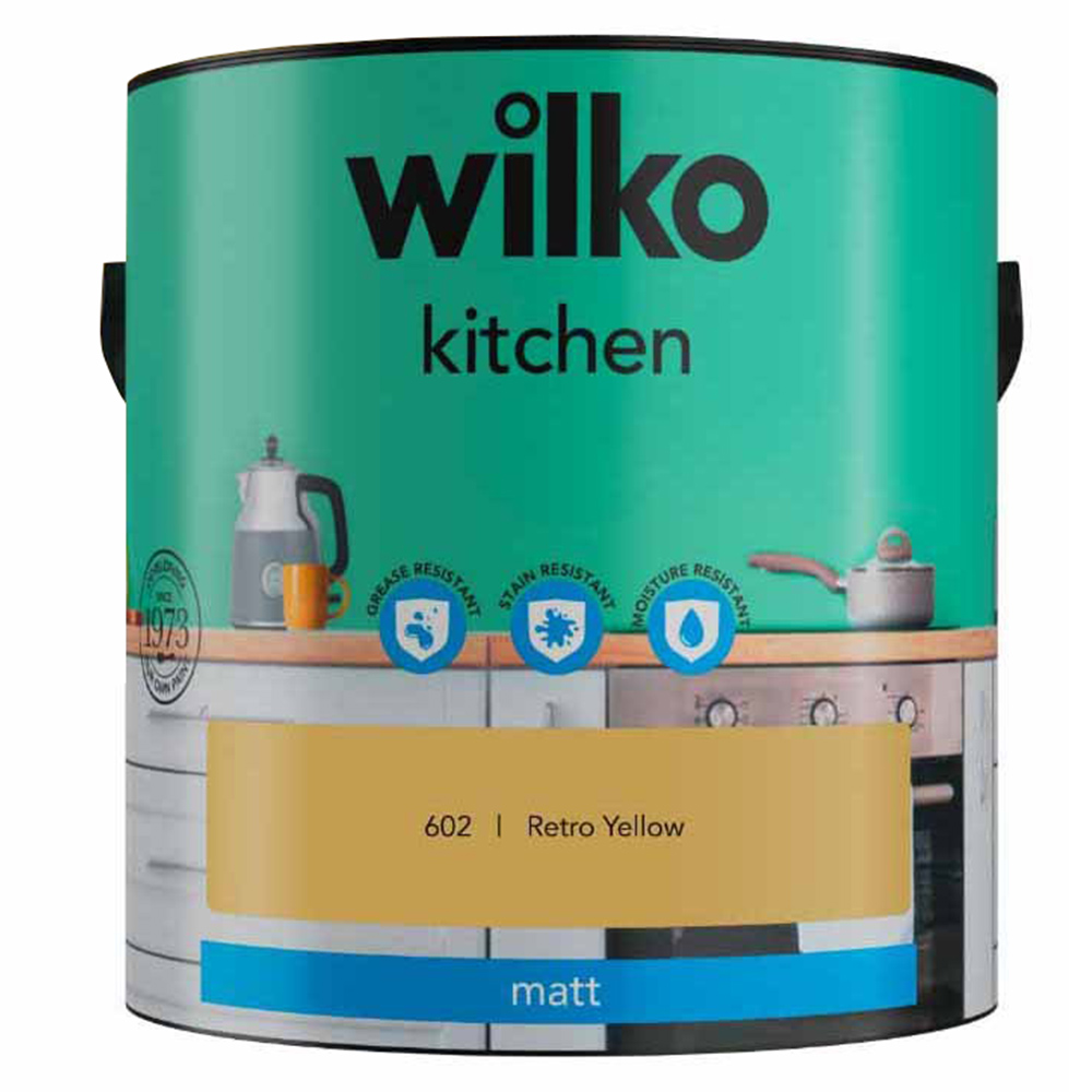 Wilko Kitchen Retro Yellow Matt Emulsion Paint 2.5L Image 2