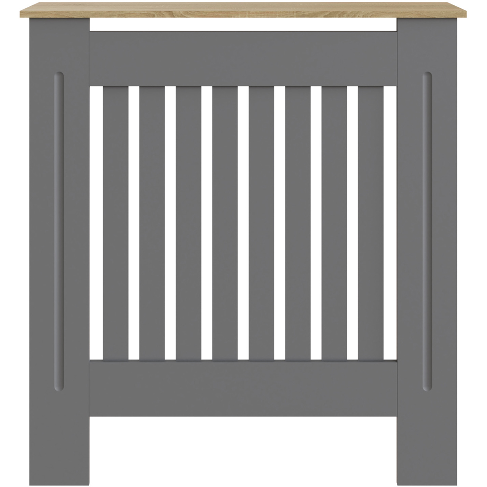 GFW Longslow Grey and Oak Vertical Slat Radiator Cover Small Image 3