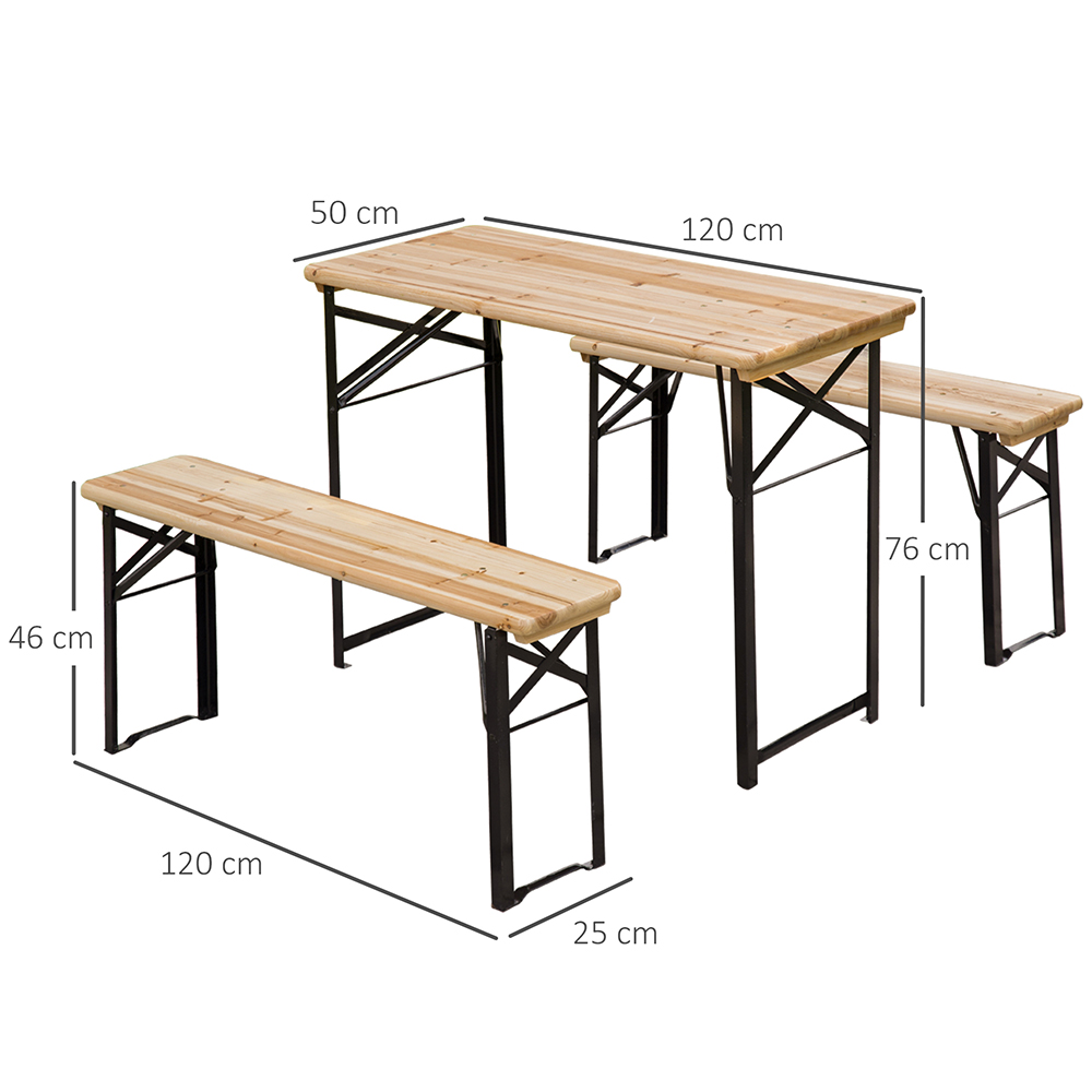 Outsunny Folding Picnic Table and Bench Set Image 6