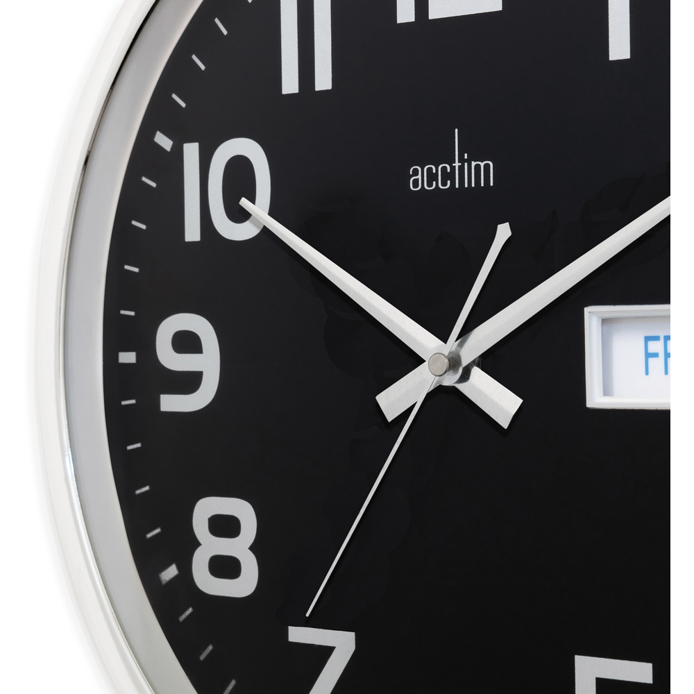 Acctim Supervisor Chrome and Black Bold Wall Clock with Date 32cm Image 4