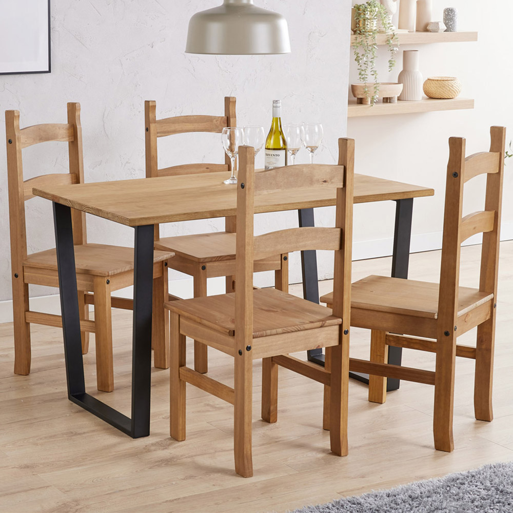 Core Product Texas 4 Seater Dining Set Antique Wax Pine Image 1