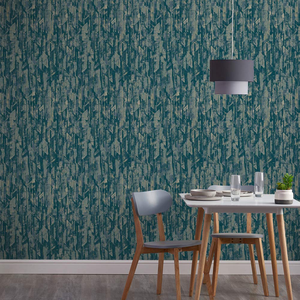 Grandeco Imperia Teal Gold Textured Wallpaper Image 3