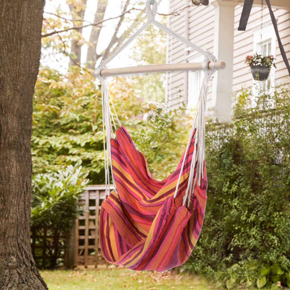 Outsunny Red Stripe Hanging Swing Chair Image 1