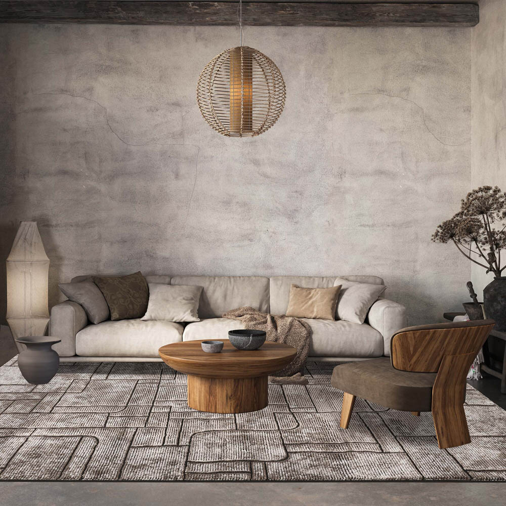 Desire Rugs Belgravia Metallic Sheen Modern Cobble Design Mocha Rug 120 x 170cm Image 5