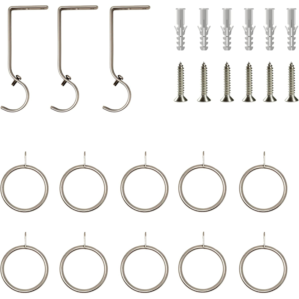 Home Treats 40 to 325cm Extendable Satin Nickel Metal Crystal Curtain Pole Image 4