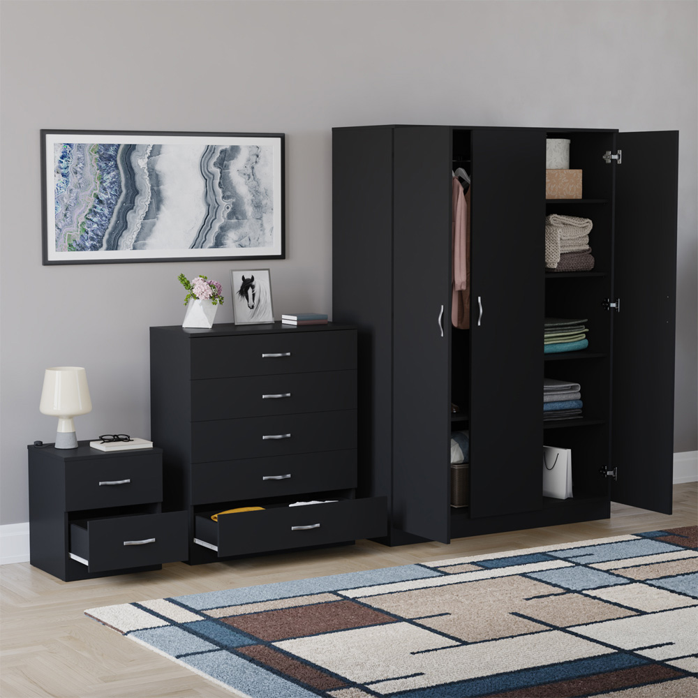 VIDA DESIGNS Riano Black 3 Piece Bedroom Furniture Set Image 5