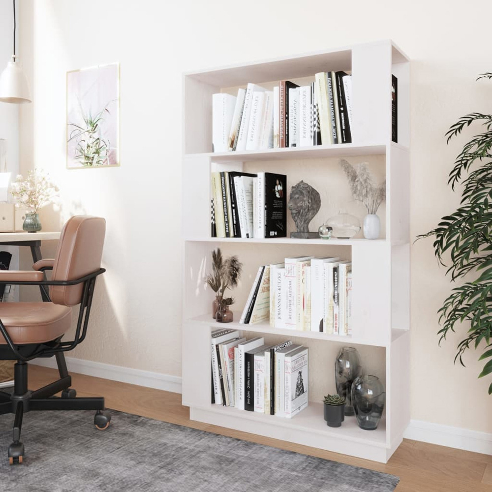 vidaXL 4 Shelf White Solid Wood Pine Bookcase Image 7