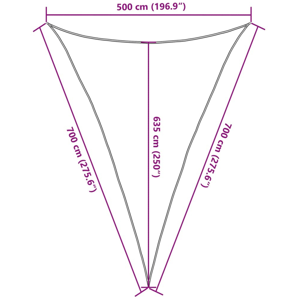 vidaXL Yellow Triangular Sun Shade Sail 5 x 7 x 7m Image 8