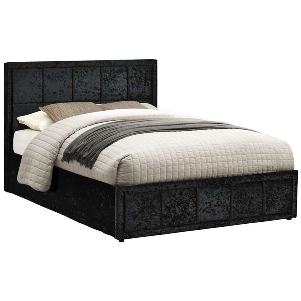 Hannover King Size Black Crushed Velvet Ottoman Bed Frame Image 2