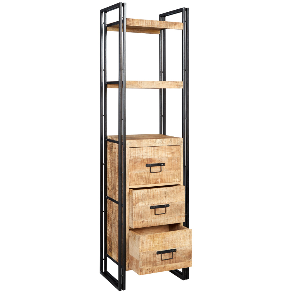 Brooklyn Carnaby 3 Drawer 3 Shelf Industrial Slim Bookcase Image 3