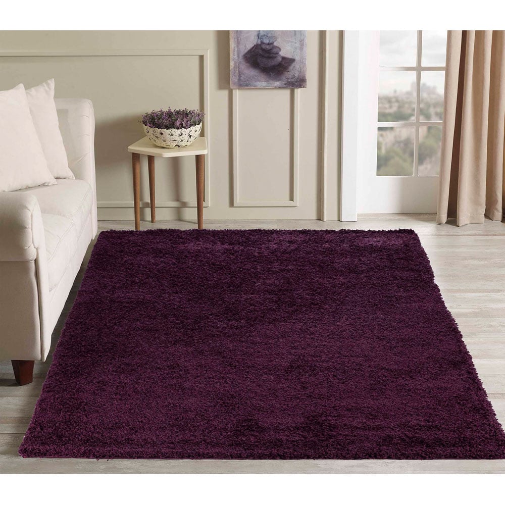 Desire Rugs Oxford Violet Plain Shaggy Rug 60 x 110cm Image 2