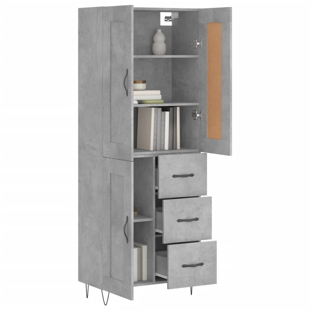 vidaXL 3 Door 3 Drawer Concrete Grey Highboard Image 3