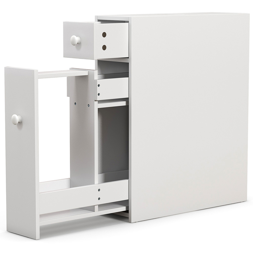 Costway 2 Drawer White Flip Open Top Slim Storage Cabinet Image 2